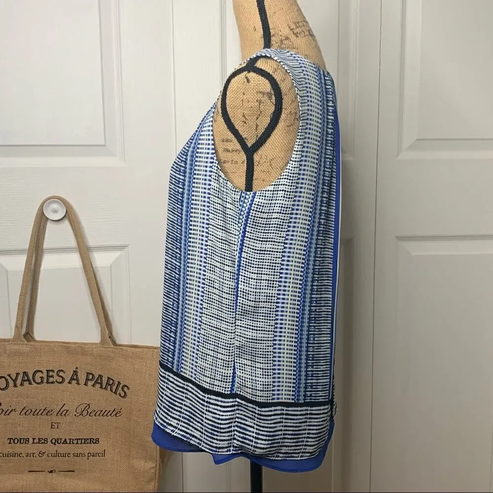 ▫️ROSE & OLIVE Multi-colored Striped Flowy Layered Tank Women’s Top | Size Small - Picture 2 of 13